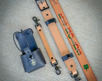 Firefighter / EMS Radio Strap- Natural Leather