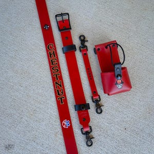 Firefighter / EMS Radio Strap- Red Leather
