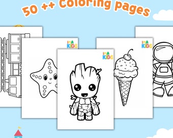 Coloring Pages Printable ,5Theme Coloring Pages For Kids, Cute animal sea,transportation,foods,etc. Coloring Pages PDF