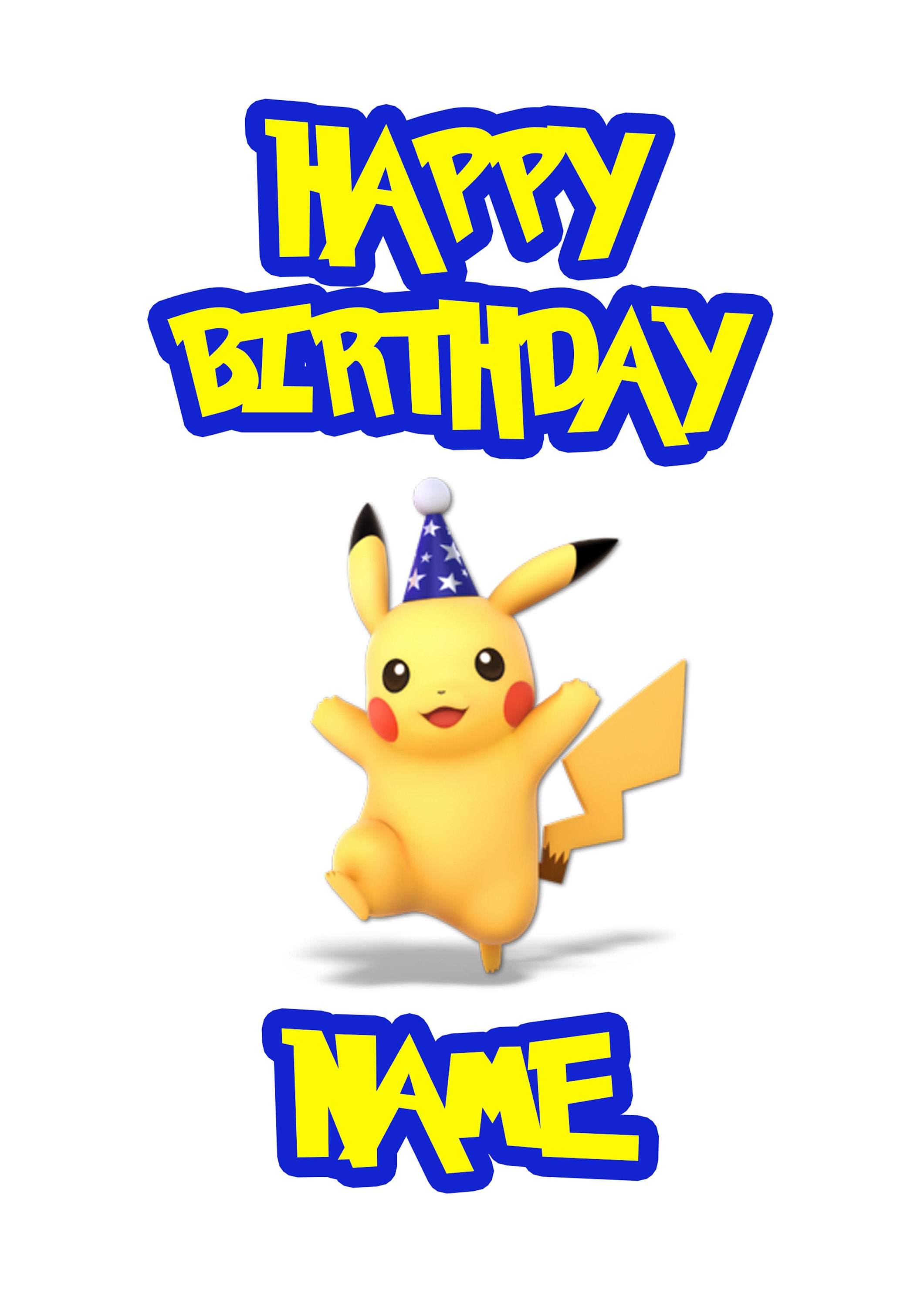 Pikachu Card Pikachu Birthday Card Pikachu Personalized - Etsy UK