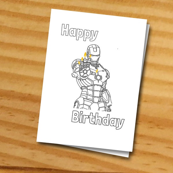 Iron man coloring birthday card, ironman birthday card digital Iron man card DIY birthday card printable iron man card Happy birthday card