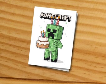 Carte Minecraft, carte de voeux creeper, carte d'anniversaire creeper, carte d'anniversaire minecraft, carte d'anniversaire pour garçon, carte d'anniversaire imprimable pour gamer