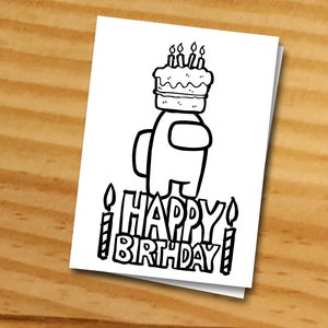 Carte d'anniversaire parmi nous, carte parmi nous à colorier, carte d'anniversaire, téléchargement immédiat, carte parmi nous, imprimable parmi nous à colorier, anniversaire de garçon