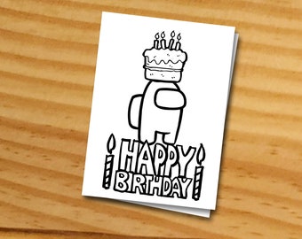 Among us birthday card, Among us coloring card, birthday card, Instant download Among us card, Printable Among us coloring Boy&#39;s birthday