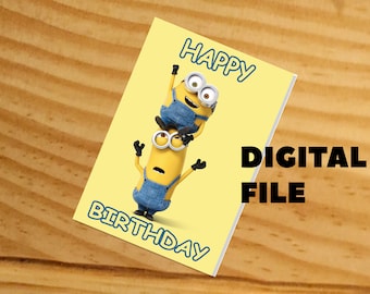 Minions card, minions birthday card, Printable minions card, Instant minions download, minions card, minions birthday ,minions  party