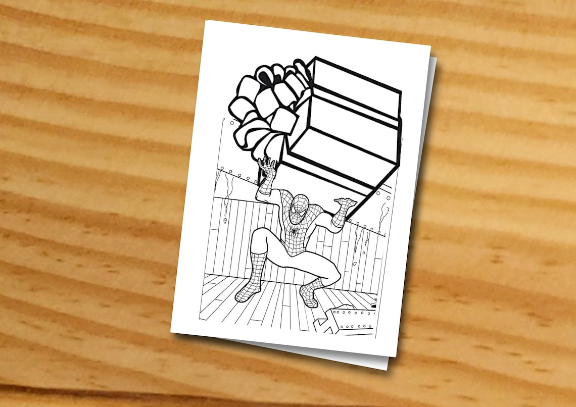 Spiderman Birthday Card Spiderman Coloring Card Coloring  Etsy