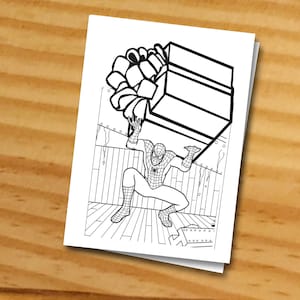 Tarjeta de cumpleaños de Spiderman - Tarjeta para colorear de Spiderman, tarjeta de cumpleaños para colorear Tarjeta de cumpleaños del niño imprimible - Spaiderman Feliz cumpleaños fiesta