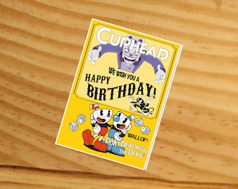 Cuphead card, Cuphead birthday card, Printable Cuphead card, Instant download, Cuphead card, ,Cuphead  birthday card ,Cuphead  party,Cuphead