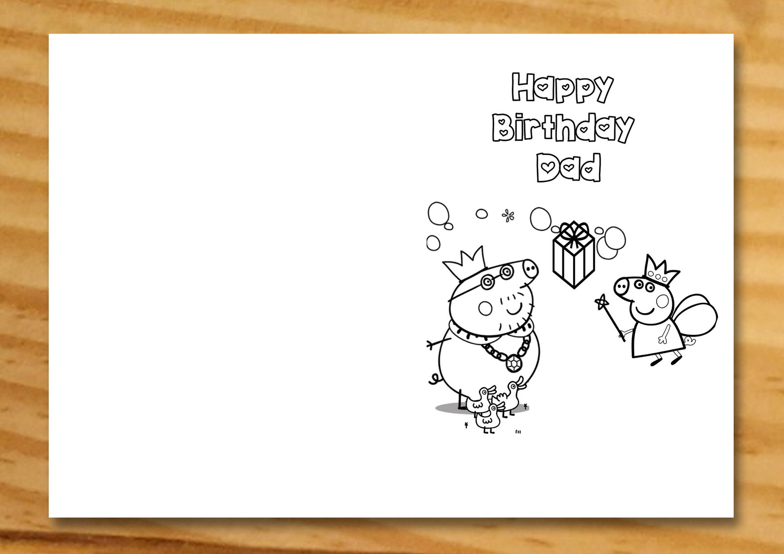 Peppa Pig Birthday Card Peppa Pig Coloring Card Peppa Pig Etsy