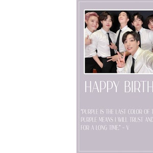 BTS Birthday Card, BTS Printable Card, Printable Birthday Card, BTS ...