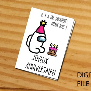 Among Us coloring birthday card, Among Us personalized birthday card, printable Among Us card, girl card, Happy birthday card