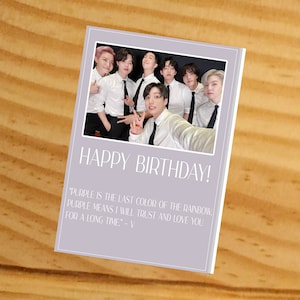 BTS birthday card, BTS printable card, printable birthday card, BTS digital file, Bts digital card, digital birthday card, downloadable card