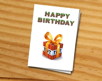 Carte Minecraft, carte d'anniversaire Minecraft, carte minecraft imprimable, téléchargement instantané carte Minecraft, carte Minecraft TNT, fête Minecraft