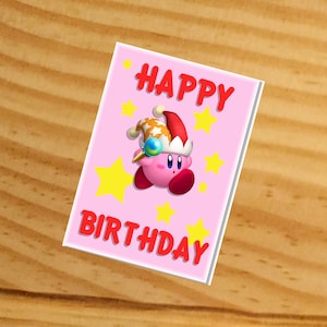 Cartão Kirby, Cartão de aniversário Kirby, Cartão Kirby para impressão, Download instantâneo de Kirby, Cartão Kirby, Cartão de aniversário Kirby, Festa Kirby, Kirby