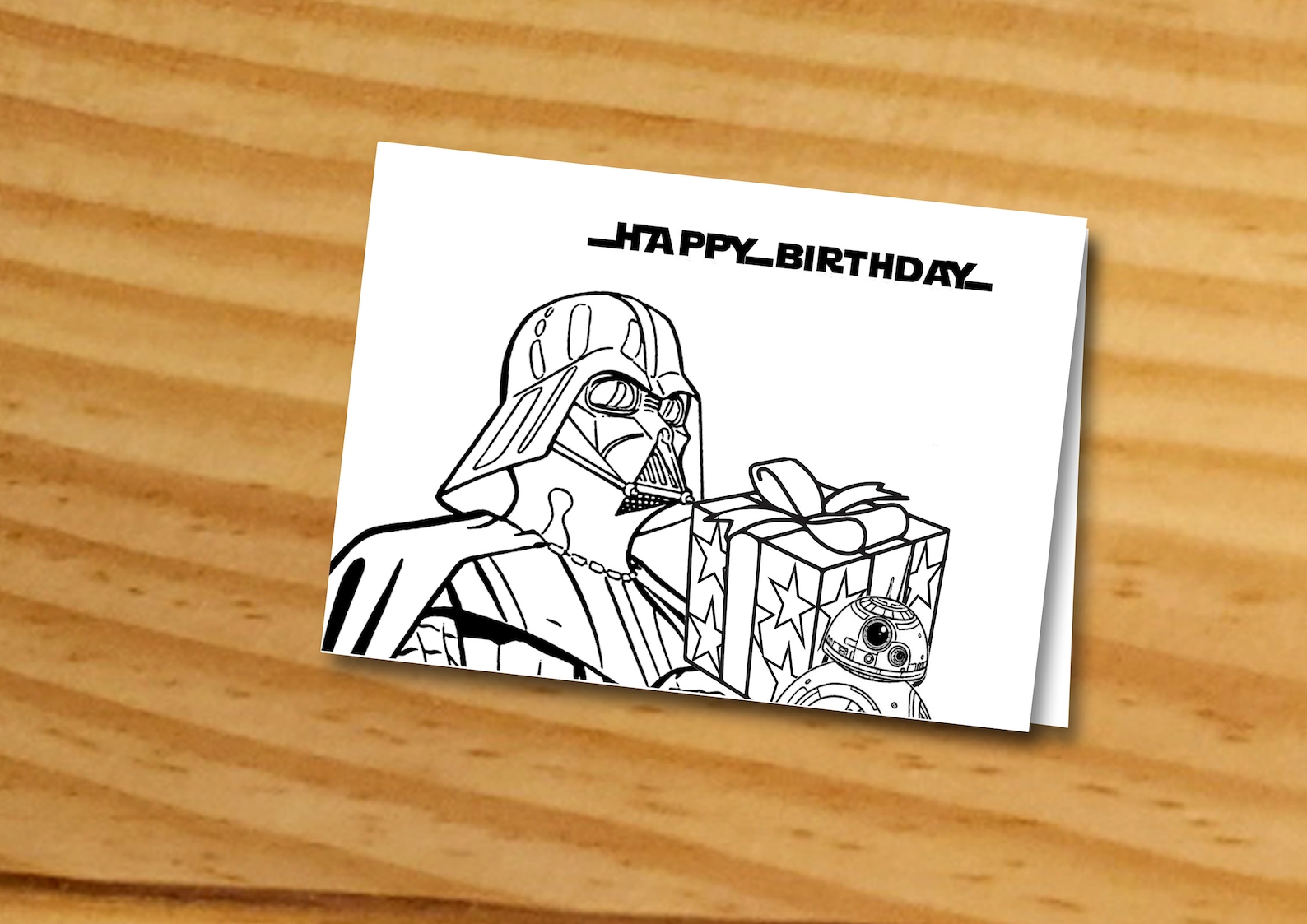 Star Wars Birthday Card, Star Wars Colouring Card, Darth Vader Birthday ...