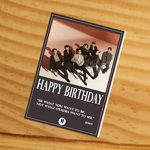 BTS birthday card, BTS printable card, printable birthday card, BTS digital file, Bts digital card, digital birthday card, downloadable card