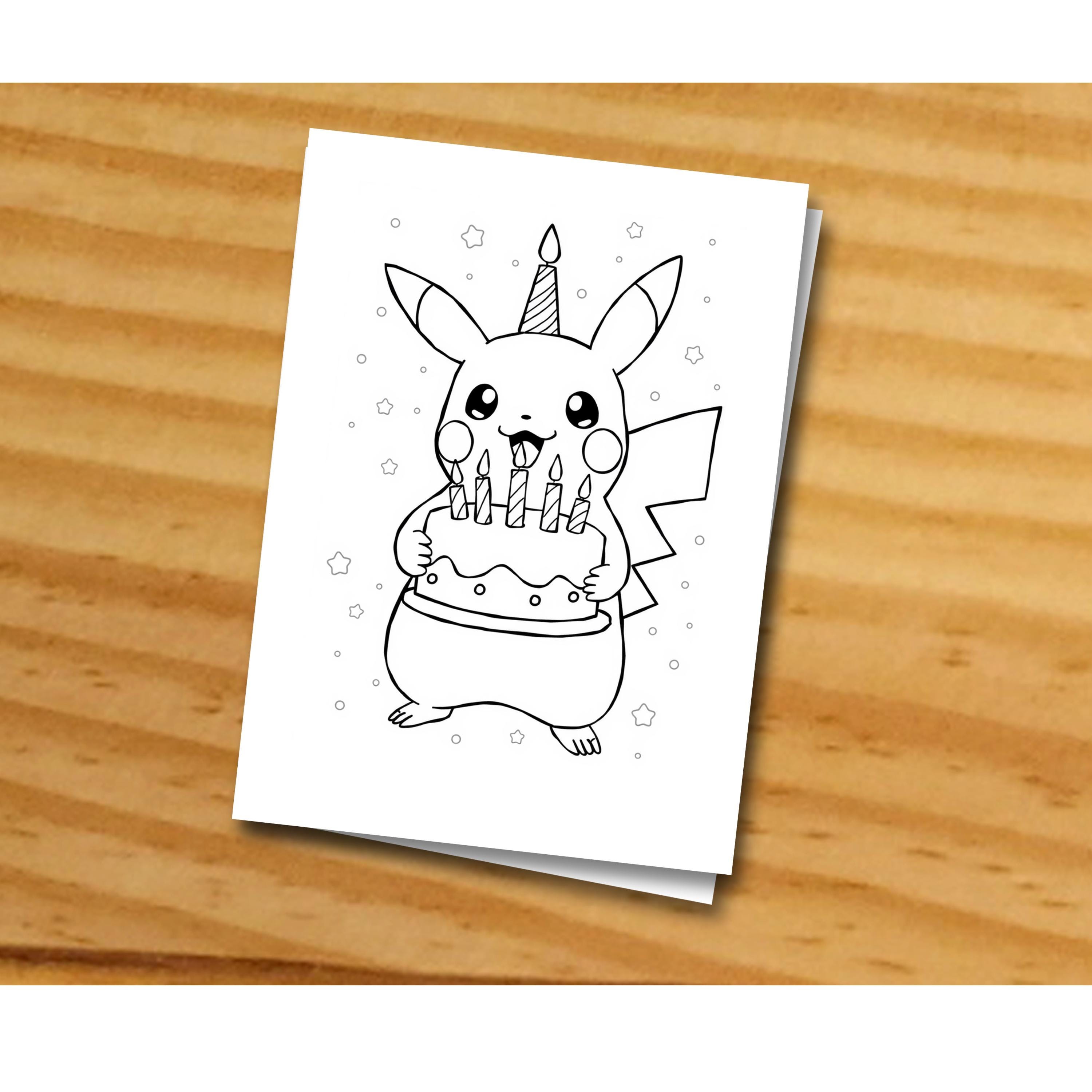 Happy birthday pikachu card - Etsy México, image size:3000x3000
