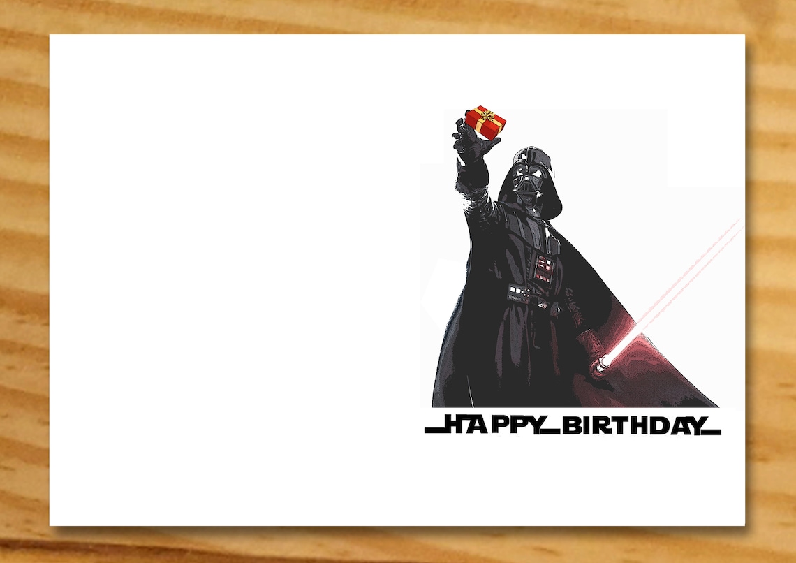 Star Wars Birthday Card, Printable Star Wars Card, Darth Vader Card