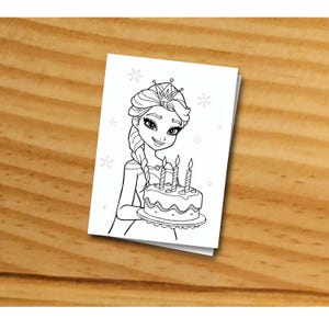 Frozen Elsa Karte, Frozen Karte, digitale Elsa druckbare Geburtstagskarte, Färbung Elsa Geburtstagsgeschenk, Elsa Geburtstagsparty, Mädchen Geburtstagskarte