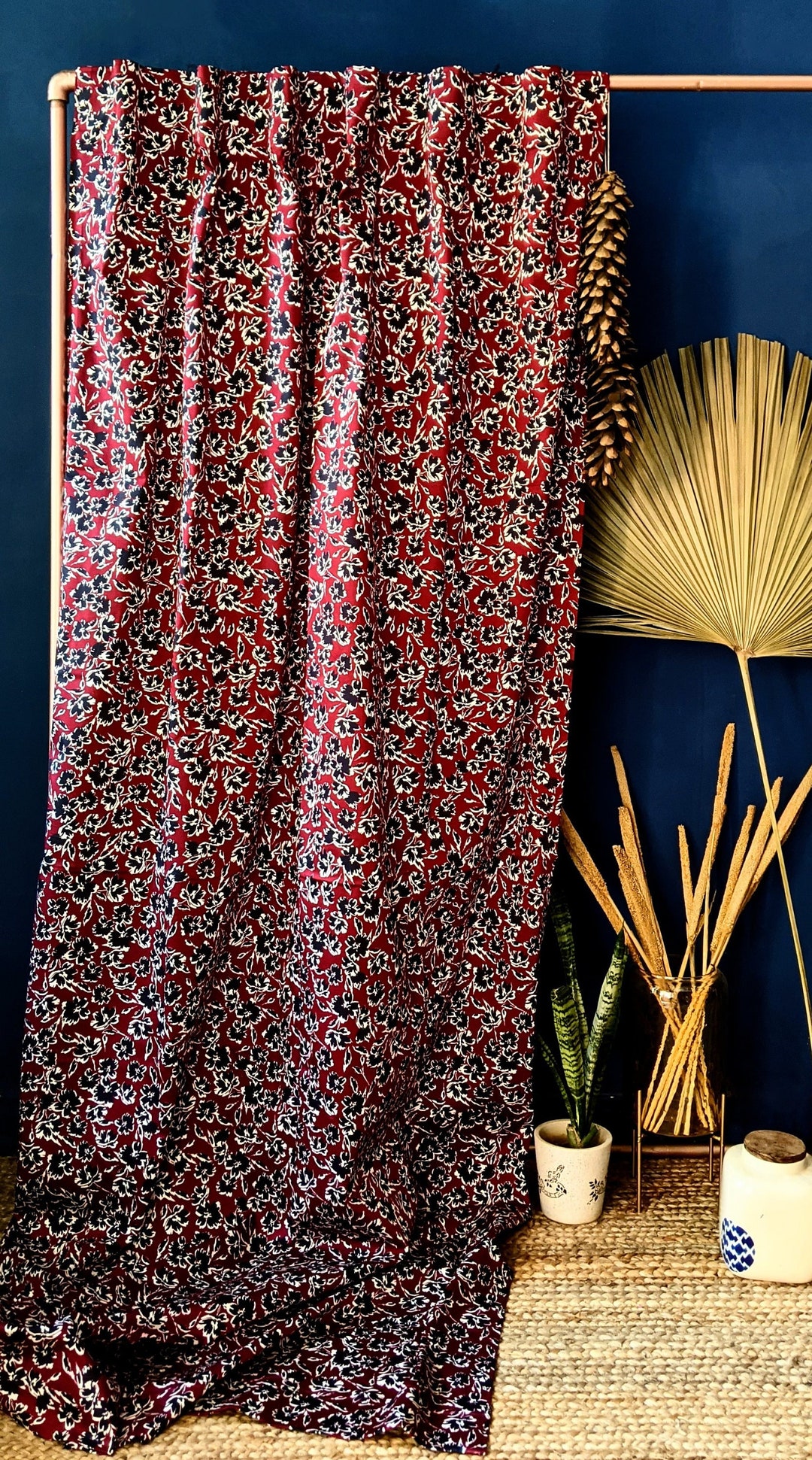 Custom Blackout Printed Curtains Cotton Satin Finish Bedroom - Etsy