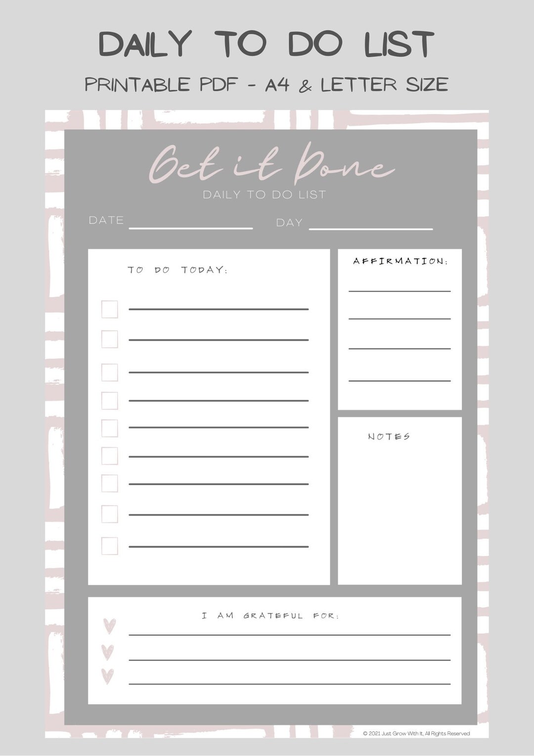 Daily Planner to Do List Digital Printable Template PDF / Minimalist ...