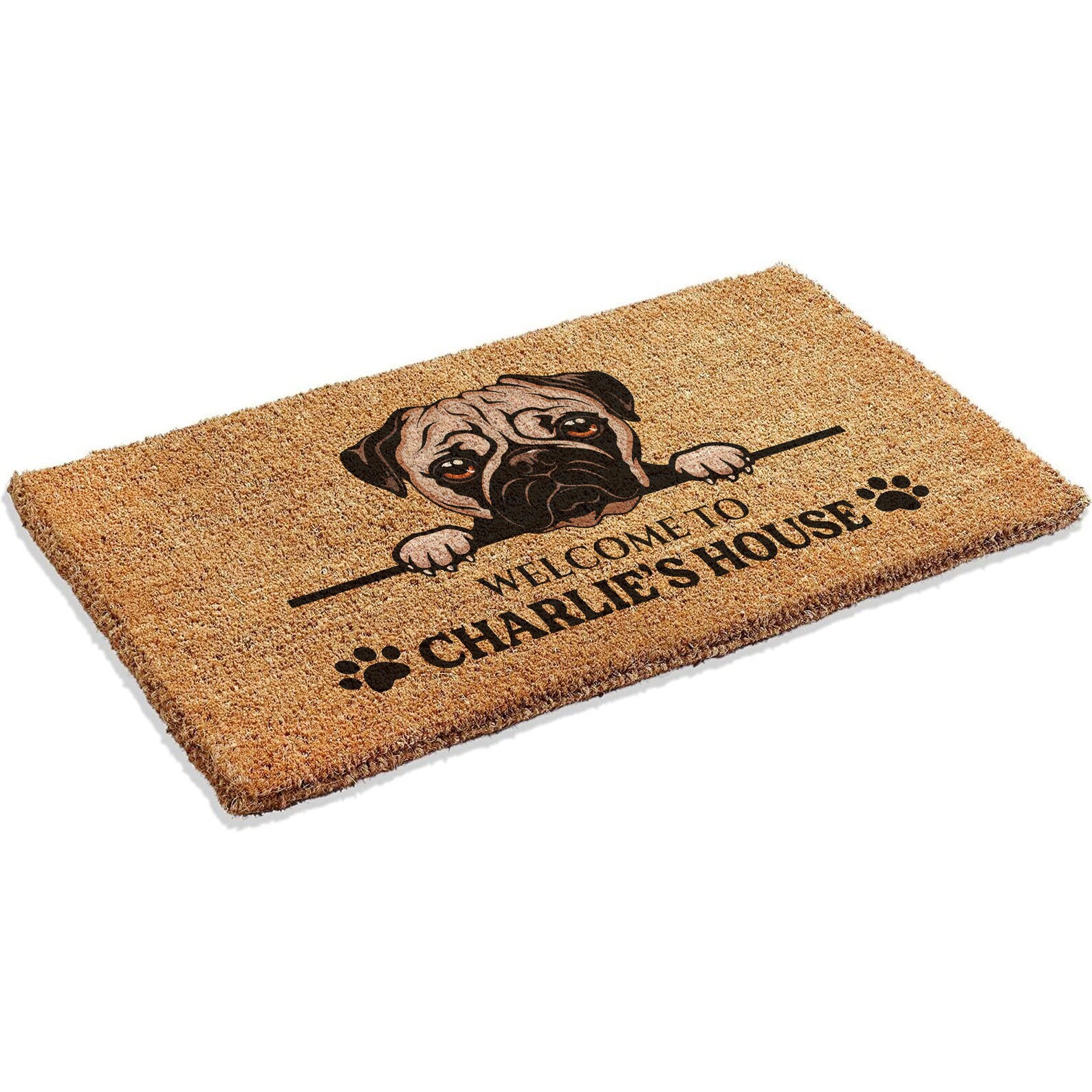 Pug Custom Mat Pug Doormat Personalized Doormat Etsy