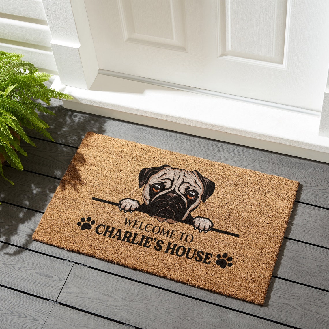 Pug Custom Mat Pug Doormat Personalized Doormat Etsy