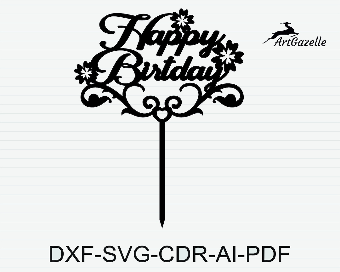 Buy SVG File Happy Birthday Cake Topper Shapes, Decor, Vector, Cricut