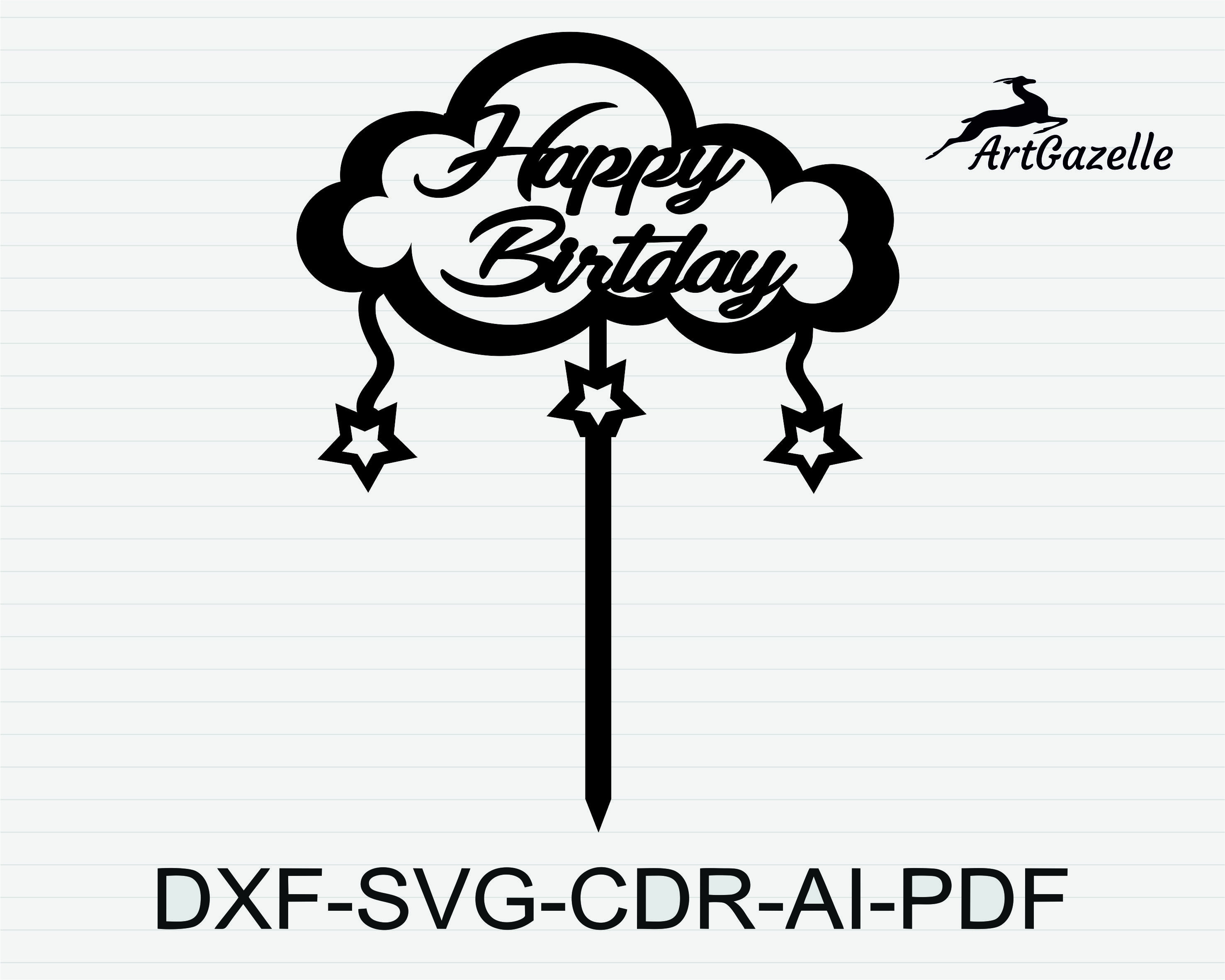 SVG File Happy Birthday Cake Topper Shapes, Decor, Vector, Cricut, Silhouette Cut Etsy