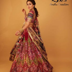 Navratri Lehenga Choli: Chinon Silk, Mirror Work Garba Dress