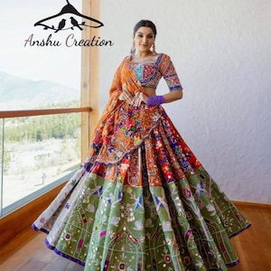 Mirror Work Cotton Lehenga Choli: Indian Wedding Outfit