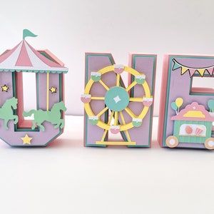 Carnival Letters, Customized Letters, Pastel Colors, Ferris Wheel Birthday, Carnival Theme, Carnival 3D Letters, Birthday Party, Circus