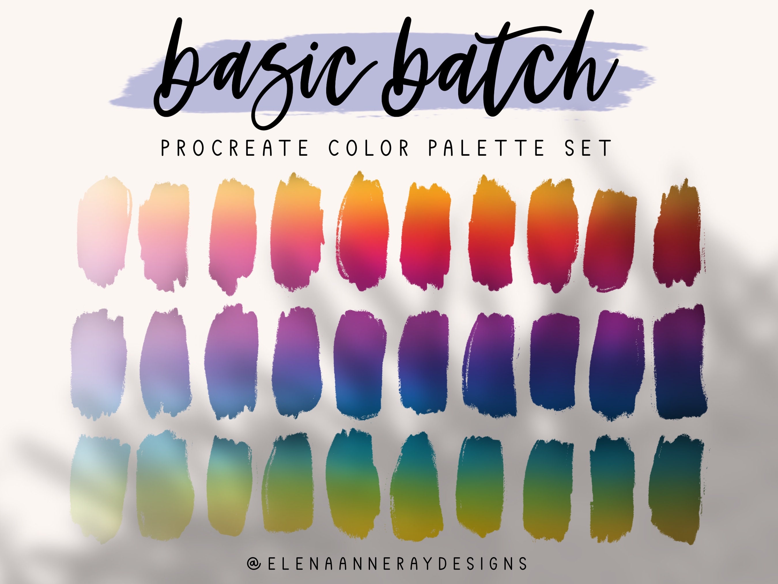 Basic Procreate Color Palettes Bundle of 11 | Rainbow, Neutrals & Gradients - Image 1