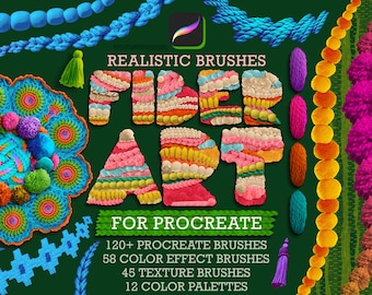 Realistic Fiber Art Procreate Brushes | Pom Pom, Latch Hook, Weaving Textures