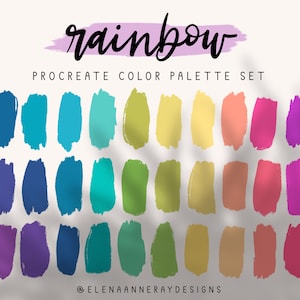 4 Procreate Color Palettes, Gradient Rainbow Colors, Bright Colors, Procreate Color Palette Bundle, Rainbow Colors Scheme, Instant Download