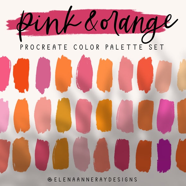 3 Pink and Orange Color Palettes | Peach Boho Procreate Color Palette | 60 Colors Palette | Swatches | Instant Download