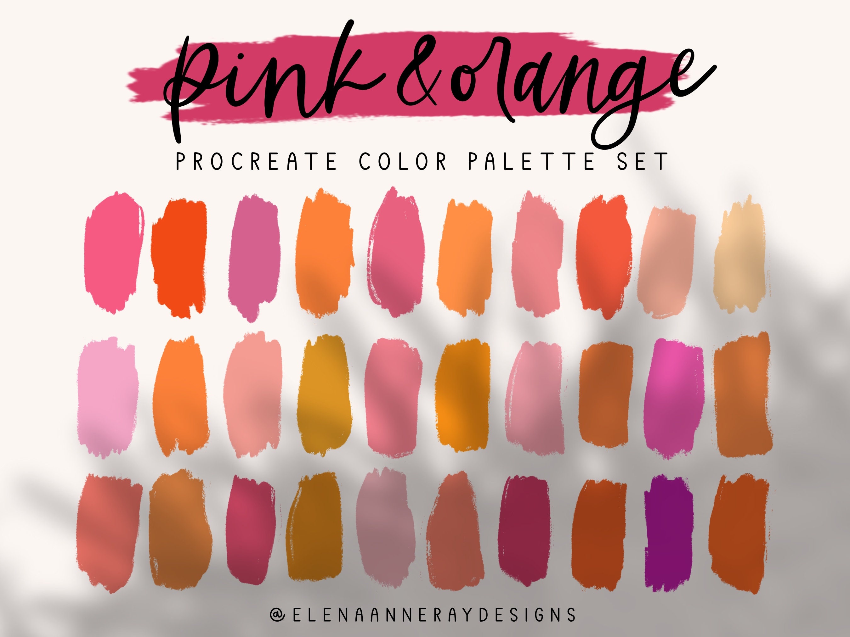3 Pink and Orange Procreate Color Palettes | Peach Boho Swatches | 60-Co lor Gradient & Pairing Palettes | Instant Download