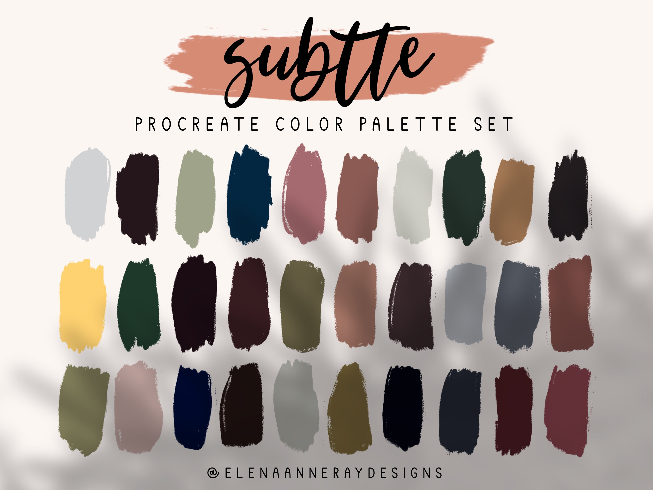 6 Procreate Color Palettes – Gradient Boho Muted Tones, Subtle Color Swatches, Instant Download