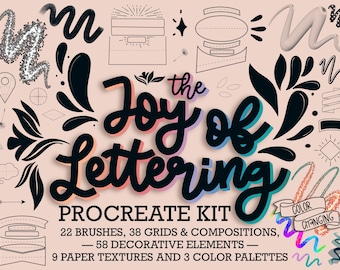 Procreate Brushes | Procreate Grid Builder | Glitter Brush | Lettering Grids & Compositions | Procreate Lettering Brushes | Paper Textures