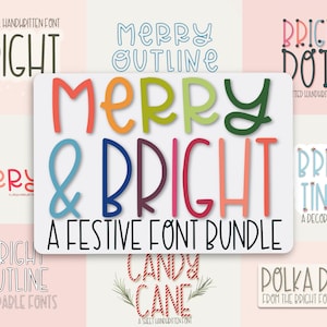 Lot de polices de caractères, polices de caractères des fêtes, polices de Noël, lettrage, cricut, polices amusantes, polices mignonnes, polices procreate, polices manuscrites, décoration de Noël