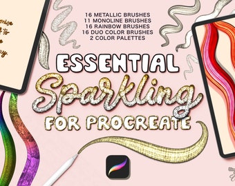 Sparkling Glitter Procreate Brushes, Metallic Color Changing Brush Set