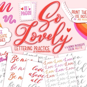 Love Lettering Practice Sheets: Bouncy & Monoline (Procreate, PDF)