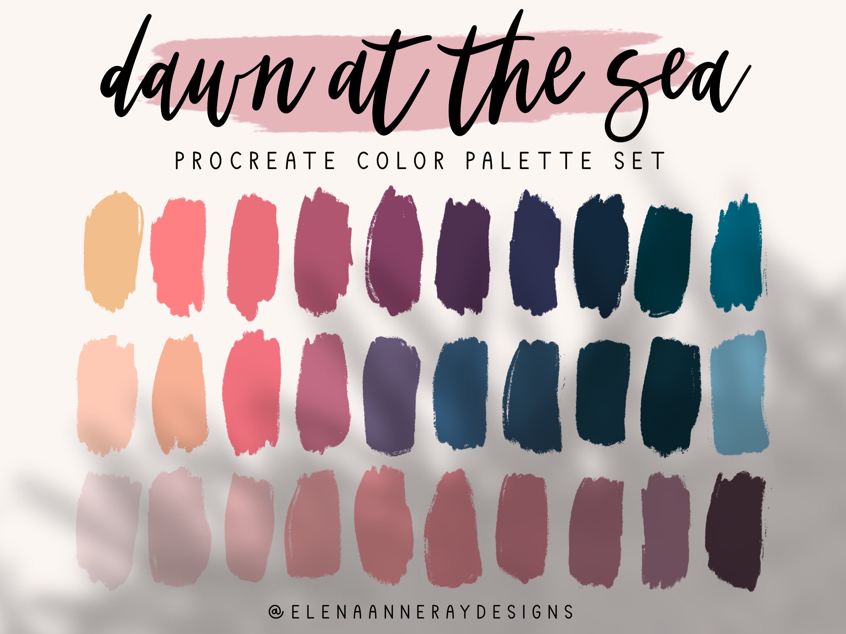 3 Procreate Color Palettes | Sunrise Beach & Sunset Sea | 30 Coastal Color Swatches | Instant Download - Image 1