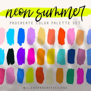 4 Procreate Color Palettes, Gradient Procreate Color Palette, Summer Colors Palette Set, Bright Color Swatches, Neon Tones, Instant Download