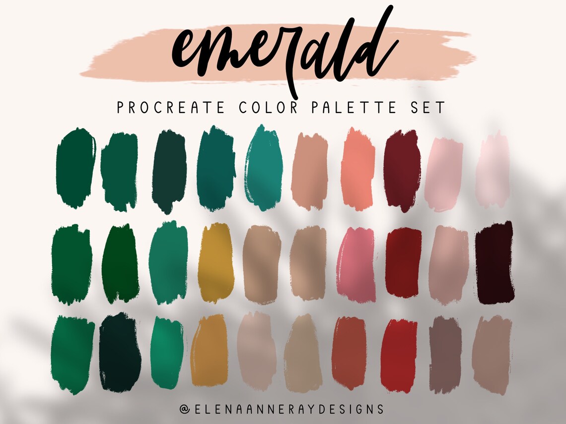 Emerald Color Palette Boho Procreate Color Palette 30 - Etsy