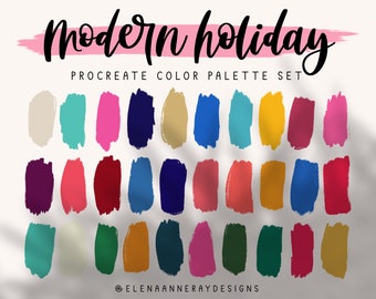 Modern Holiday Procreate Color Palette Bundle: Cheerful Christmas Colors for Procreate