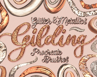 Metallic-Malfolien- und Glitzer-Pinselset für Procreate, Vergoldungspinselset für iPad