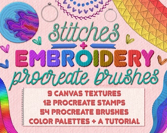 Embroidery Procreate Brush Set | Fabric, Stitches, Sewing (Tutorial PDF)