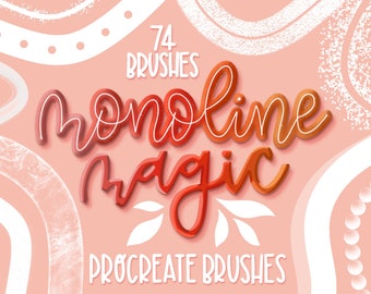 74 Procreate Monoline Brushes, Lettering, Glitter, Color Effects (Digital Download)