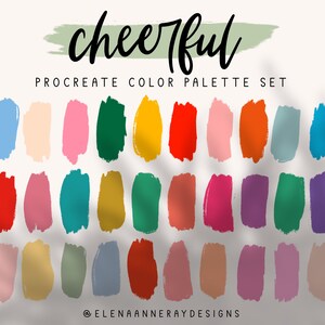Paletas de cores alegres do Procreate: amostras de cores brilhantes (download digital)